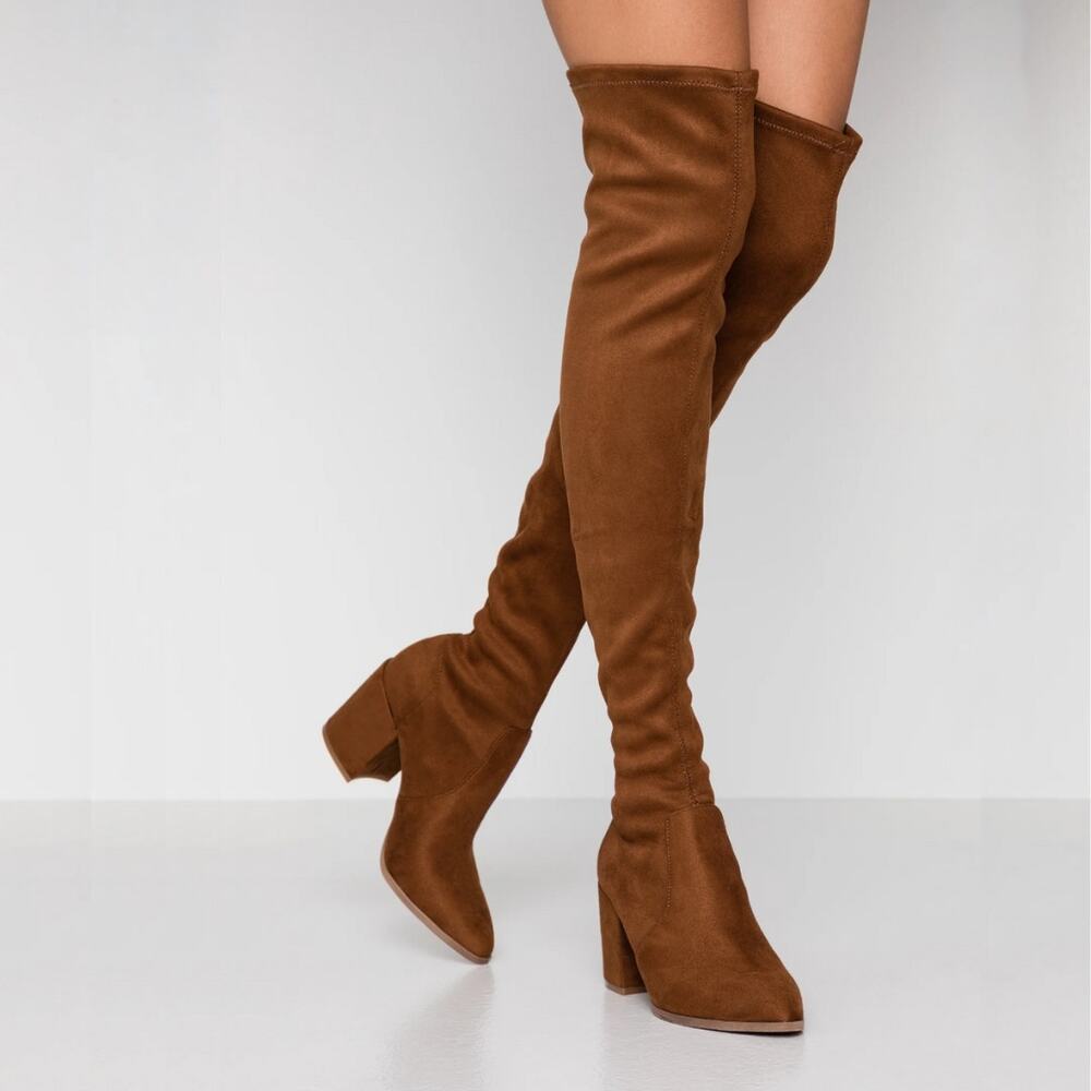 Steve Madden Women's Jacoby Thigh High Over The Knee Boots Brown Suede Tall 6